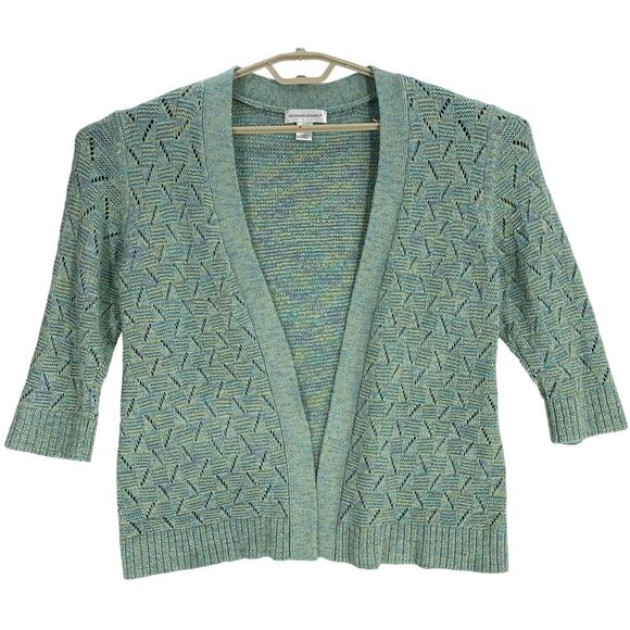 Christopher Banks Cardigan Sweater Womens Size XL Green Blue Open Front Knit - Picture 1 of 6